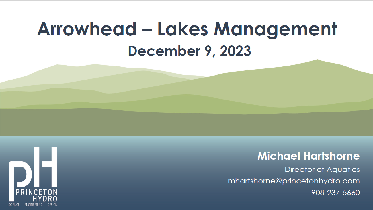 Presentations Arrowhead Lake Community Association